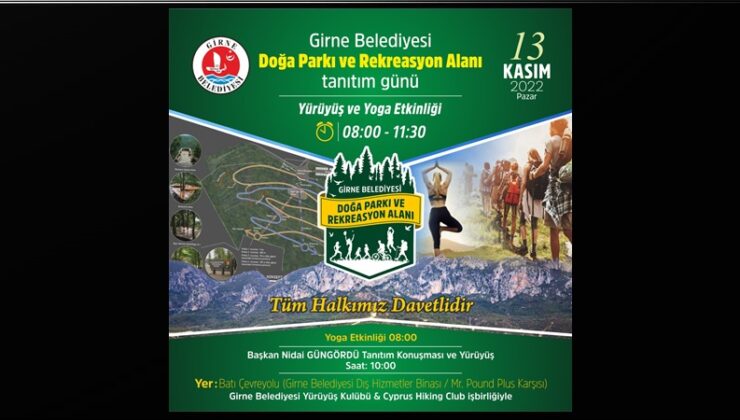 Girne Belediyesi “Doğa Parkı ve Rekreasyon Alanı” parkur tanıtım etkinliği pazar günü yapılacak