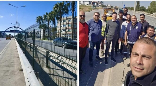 Lefkoşa-Güzelyurt ana yolu İrmar Market bölgesinde 2,5 kilometrelik bariyer yapımı tamamlandı